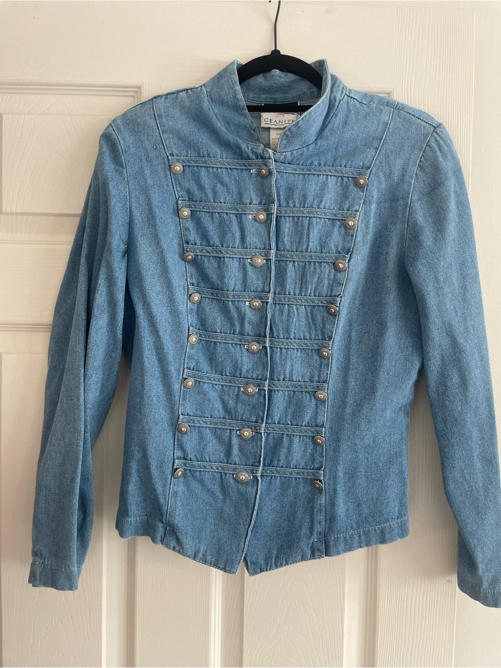 Vintage Denim Military-Style Jacket